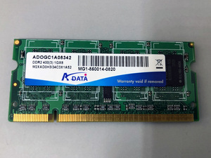 ★A-DATA 1GB DDR2-400 PC2-6400 M2XAD0H3134C3X1A52 ノートPC メモリ 1枚　管理番号[F2-B0175]