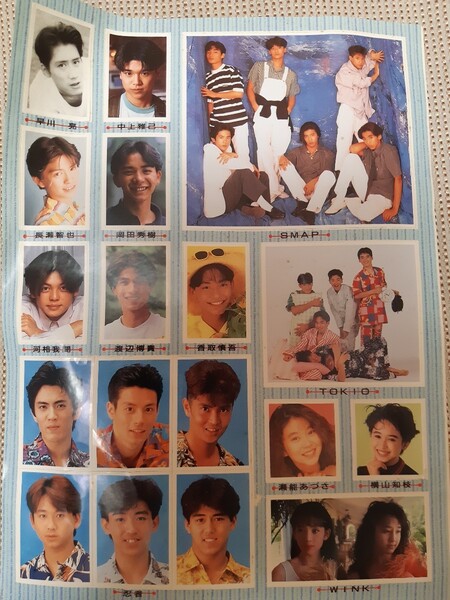 SMAP TOKIO 忍者 WINK 横山知枝 瀬能あずさ 早川亮 中上雅己 河相我聞 渡辺博貴 シール 雑誌 昭和アイドル