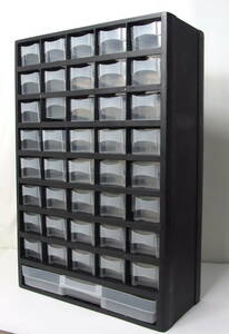 ☆TOOL BOX ツールボックス【MJ-2047】パーツボックス キャビネット 整理棚 工具箱 8段×5列＋1（41引き出し）プラスチック ブラック 黒