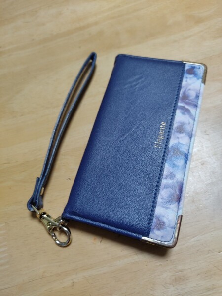 iPhone6用 手帳型ケース ブルー 花柄