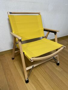 新品アウトドアチェア「ハイランダー」ウッドフレームチェア (新仕様) マスタード(コットン生地) カーミットチェア風　折りたたみ椅子