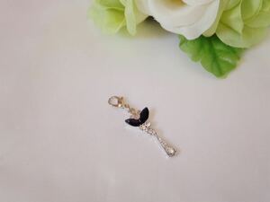Black Butterflies Glitter Mask Charm ♪ Fastner Charm Hand Made ♪ Accessories