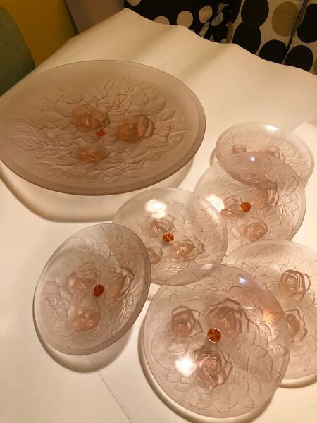 IWAKI デザート皿セット ローズピンク