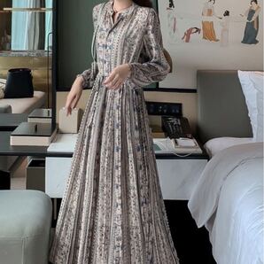 レディース 花柄ワンピース ロングワンピース シャツワンピース ホワイト XXL