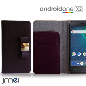 android one X2 アンドロイドワン 本革 リボン 携帯カバー 手帳型 スマホケース かわいい 高級 レザー ブランド 送料無料 ダークブラウン