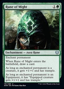 MTG ■緑/英語版■ 《強力のルーン/Rune of Might》★FOIL★カルドハイム　KHM