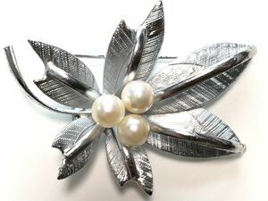 book@ pearl GSILVER 12.7g 2WAY flower obidome . brooch [ inspection / pearl ]*