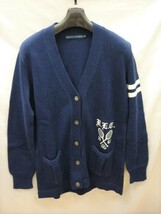 RALPH LAUREN ラルフローレン カーディガン ネイビー 紺 Ｍ 綿100％ Ｖネック レディース（67）_画像1