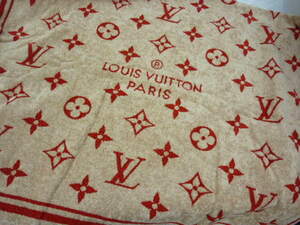 美品 LOUIS VUITTON ルイ・ヴィトン モノグラム ビーチタオル 赤×ベージュ Ｍ70277 大判 タオル ブランケット 綿100％ ロゴ