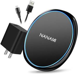 「USB充電器セット」NANAMI ワイヤレス充電器 置くだけ充電 USB Type-Cポート (Qi/PSE認証済み) iPho