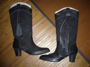 748-67*:ViVi fleurs vi vi f rule long boots size.24 color. black unused goods 