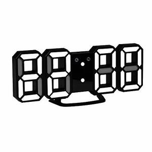 Jコートン LEDデジタル時計 3Dデザイン アラーム機能付き 置き時計 壁掛け時計 明るさ調整 日本語取扱説明書付き　 十二ヶ