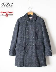 [ ROSSO Urban Research ]HARRIS TWEED check wool tweed double long pea coat L RA87-17M008 regular price \49,500 Harris tweed 