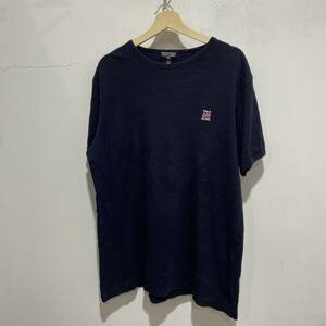 ☆送料無料☆ポロジーンズ☆星条旗刺繍☆ロゴTシャツ☆リブ編みコットン☆ネイビー☆L☆POLO JEANS☆E9☆c