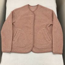 美品 UNIQLO ボアフリース フリース レディース lady's 上 長袖 ノーカラージャケット フリースノーカラージャケット women's ピンク pink_画像1