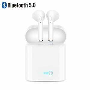 ワイヤレスイヤホン ホワイト Bluetooth 5.0 ペアリング i7s TWS iPhone Android 白