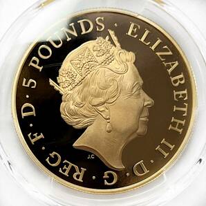 2015年 イギリス シャーロット王女 生誕記念 5ポンド 金貨 PCGS PR69DCAM 箱 証明書付き エリザベス ダイアナ アンティークの画像2