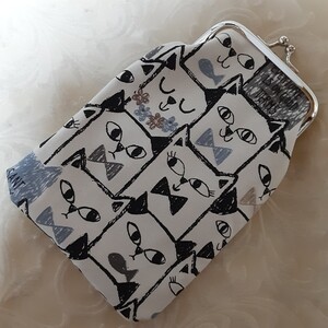 がま口ポーチ小物入れねこちゃん蝶ネクタイハンドメイド