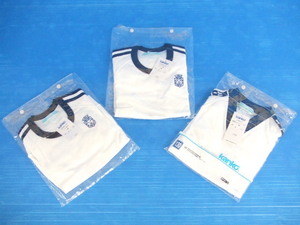 [ unused goods ]*kanko/ can ko-* long sleeve shirt 3 point set white × navy blue ①120/ crew neck ②130/ crew neck ③130/V neck gym uniform 