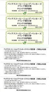 JR東日本　株主優待券　ドリンク100円割引券　12枚set　~9組迄　ベックスコーヒーショップ・ベッカーズ