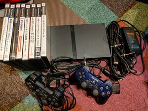 PS2 プレイステーション2 ソフト8本付き SCPH-7000 D端子ケーブル