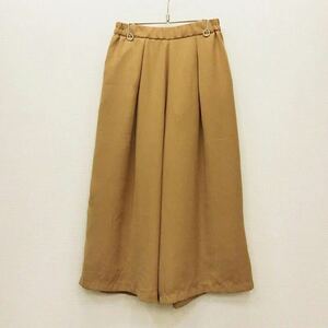 [no068]earth music&ecology culotte skirt free size Camel knees under height plain tuck entering wide pants brand old clothes free shipping 