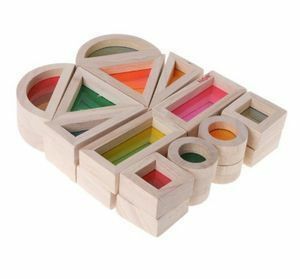 【送料無料】モンテッソーリ レインボー アクリル 木製 ビルディング ブロック 赤ちゃん 幼児 教育 玩具 キッズ おもちゃ 積み木 k01603