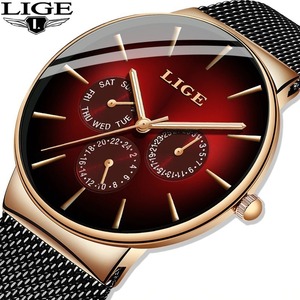 2019 LIGE カジュアル薄型メッシュベルトファッション金時計メンズ腕時計トップブランドの高級スポーツ防水時計レロジオ Masculino
