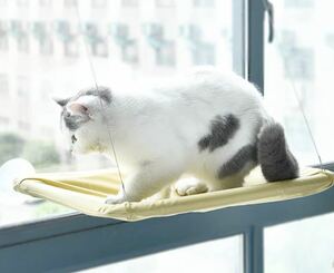 猫 窓用 ハンモック 吸盤タイプ 窓枠座り台 取り付け簡単 耐荷重（約15kg程度）