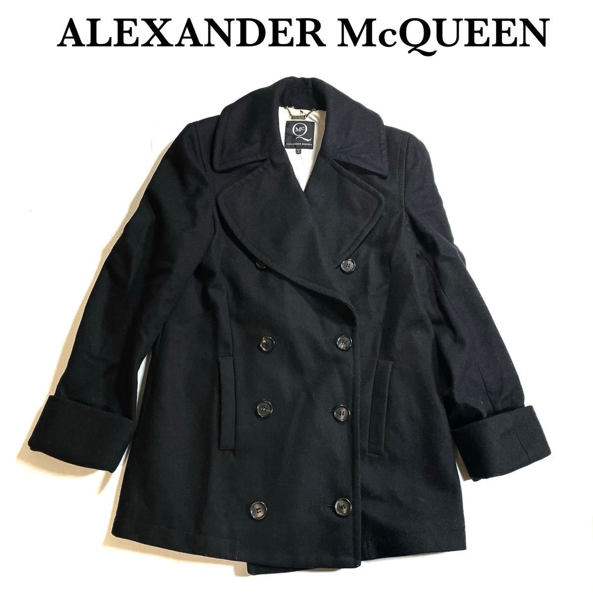 Alexander McQueen ミックスウール ショートピーコート 38 foodclique.org