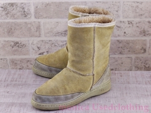 MH806◆ビンテージ【UGG】ムートンブーツ 生成り レディース L6 23cm