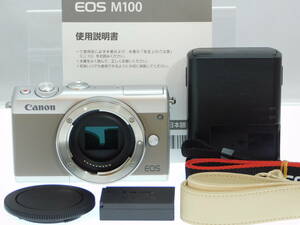 6098 Canon キヤノン EOS M100 ボディ グレー 別売ストラップ付♪