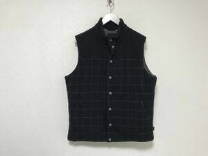 本物ウールリッチWOOLRICHシップスSHIPSウールチェック柄中綿ダウンベストジレジャケットスーツビジネス黒ブラックMメンズサーモライト