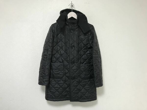 本物スモックショップTHE SMOCK SHOP ナイロンキルティングジャケットコートパーカーメンズビジネススーツ黒ブラックS