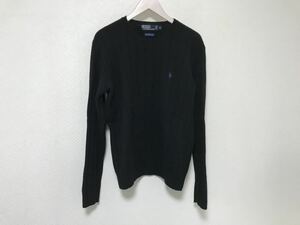 本物ポロラルフローレンPOLO RALPH LAURENウールセーターニットメンズ香港製ビジネススーツM黒ブラック