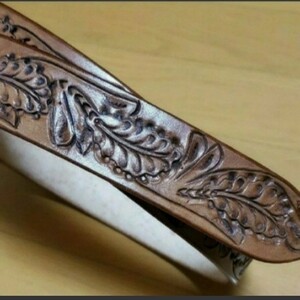 手彫り 本革 レザー ベルト用 帯 約140cm 約40mm幅 レザークラフト