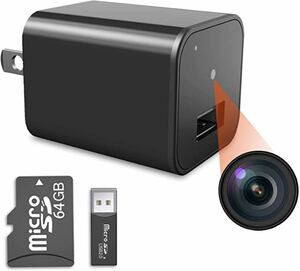 小型カメラ 1080P ループ録画 動体検知 64GBカード付き 長時間録画 音声付き 超小型カメラ ブラック