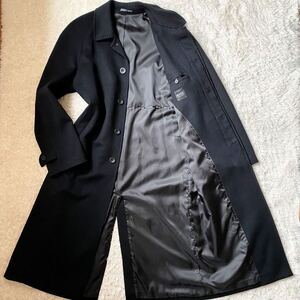 驚愕カシミヤ100%!! XLサイズ!! ヒューゴボス『繊維の宝石』HUGOBOSS ステンカラーコート ロング丈 高級 ◎黒 ブラック 52