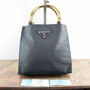 PRADA METAL HANDLE LOGO NYLON HAND BAG MADE IN ITALY/プラダメタルハンドルロゴナイロンハンドバッグ