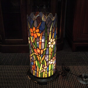 ステンドグラス 照明 ② ライト ランプ タワー型 スタンド 筒形