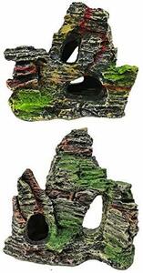 水槽 用 岩 アクアリウム オーナメント セット 模型 熱帯魚 飾り オブジェ 岩石 (2種セット(A))