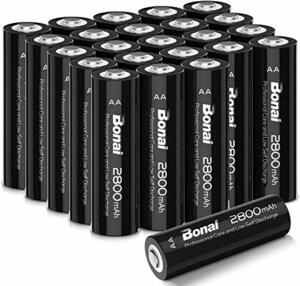 BONAI 単3形 充電池 充電式ニッケル水素電池 24個パック（超大容量2800mAh 約1200回使用可能） 液漏れ防止設計 自然放電抑制