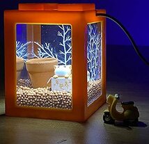 [D.R.CUBE] メダカ 水槽 熱帯魚 アクアリウム 小型 ブロックタイプ LED 飼育セット 魚 小型アクアリウム 照明付き (オレンジ,_画像3