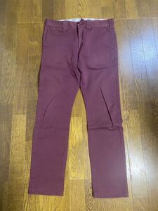 Dickies ディッキーズ WD5882 TCストレッチ ナローパンツ マルーン W30ウエスト84股上28わたり幅25裾幅17