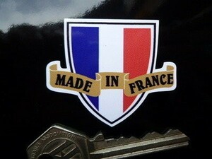 ◆送料無料◆ 海外 国旗 Made in France フランス 盾型 50mm ステッカー