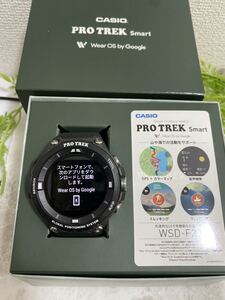 美品【CASIO カシオ】PROTREK WSD-F20 BKスマートウォッチ アウトドア ブラック ラバーベルト Smart Google