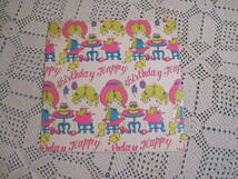 USA　ビンテージ　包装紙　ラッピングペーパー　お誕生日　女の子　バースデーケーキ　ネコ　レトロ　可愛い_画像1