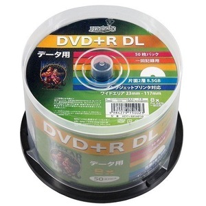 送料無料 データ用 DVD＋R DL 片面2層 8.5GB 50枚 HIDISC 8倍速対応 インクジェットプリンター対応 HDD+R85HP50/0023ｘ１個