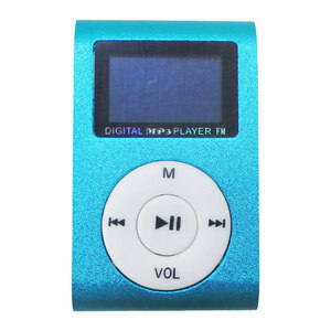 送料無料メール便 MP3プレーヤー アルミ FMラジオ LCDスクリーン付き クリップ microSD式 MP3プレイヤー ブルーｘ１台