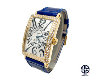 FRANCK MULLER フランクミュラー ロングアイランド ダイヤ 金無垢 750YG クロコレザー 950 S6 D レディース 腕時計 手巻き